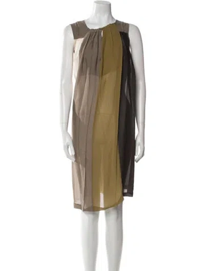 Pre-owned Schumacher Silk Knee-length Dress In Brown
