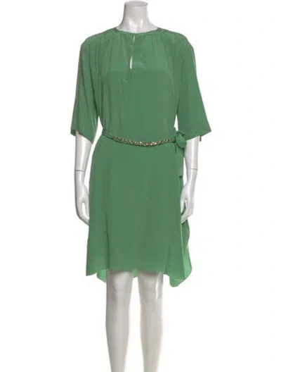Pre-owned Schumacher Silk Knee-length Dress W/ Tags In Green