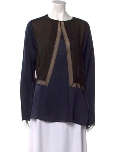 Pre-owned Schumacher Silk Printed Blouse In Blue