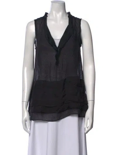 Pre-owned Schumacher Silk V-neck Top In Black