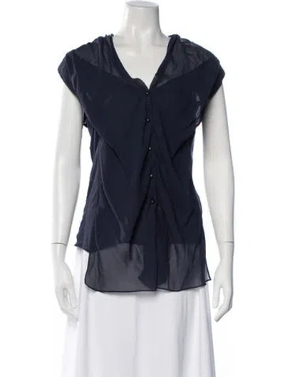 Pre-owned Schumacher Silk V-neck Tunic In Blue