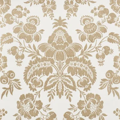 Schumacher Simone Damask Wallpaper In Gold