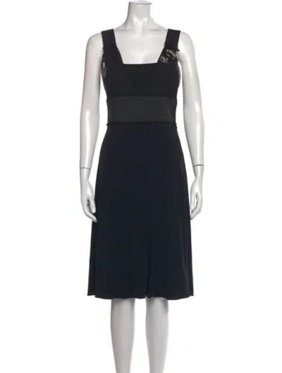 Pre-owned Schumacher Square Neckline Knee-length Dress In Blue