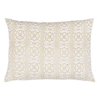 Schumacher Sunda Hand Blocked Print Pillow In Tan
