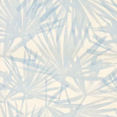 Schumacher Sunlit Palm Sisal Wallpaper In Chambray