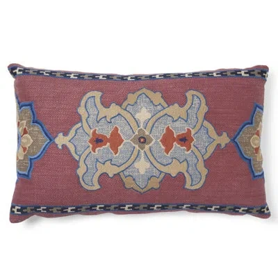 Schumacher Temara Embroidered Pillow In Pomegranate