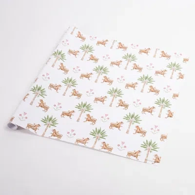 Schumacher Tiger Palm Wrapping Paper In Brown;green;crimson