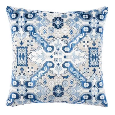 Schumacher Tiraz Velvet Pillow In Indigo