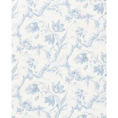 Schumacher Toile De Fleurs Wallpaper In Delft