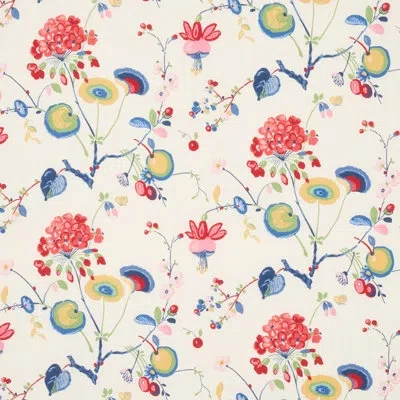 Schumacher Vasily Linen Fabric In Multicolor