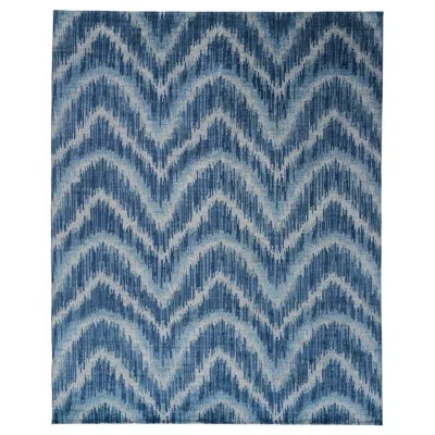 Schumacher Venetian Flamestitch Rug In Blue,white