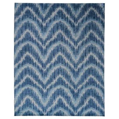 Pre-owned Schumacher Venetian Flamestitch Rug In Blue, 8x10' In Gray