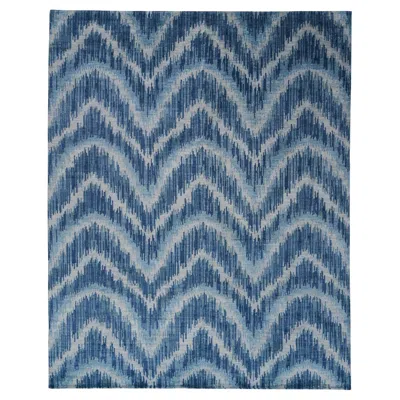 Pre-owned Schumacher Venetian Flamestitch Rug In Blue, 9x12' In Gray
