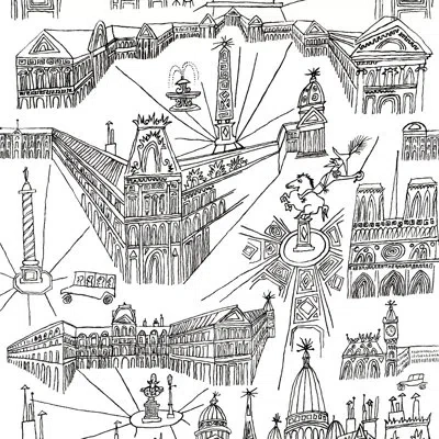 Schumacher Views Of Paris Wallpaper In Black,white