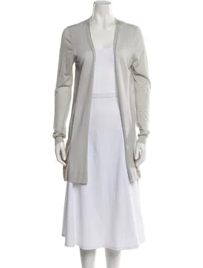 Pre-owned Schumacher Virgin Wool Open Front Sweater In Neutrals