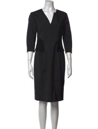 Pre-owned Schumacher V-neck Knee-length Dress In Black