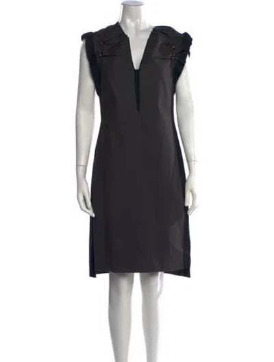 Pre-owned Schumacher V-neck Knee-length Dress In Black