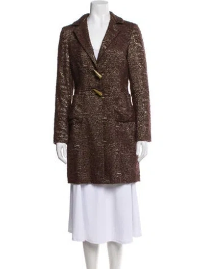Pre-owned Schumacher Wool Tweed Pattern Peacoat In Brown