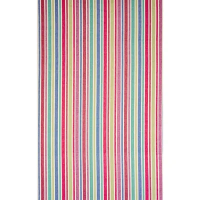 Schumacher X A Rum Fellow Circo Hand Woven Stripe Fabric In Pink,blue,tan