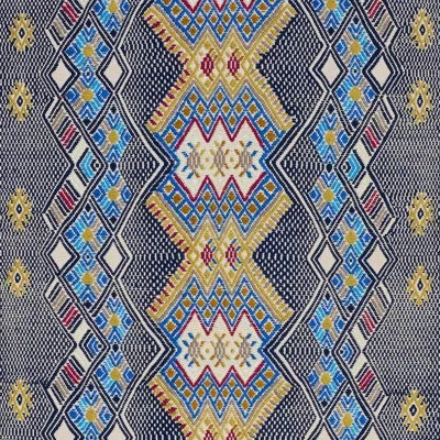 Schumacher X A Rum Fellow Kaya Hand Woven Brocade Fabric In Blue