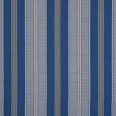 Schumacher X A Rum Fellow Scoop Hand Woven Stripe Fabric In Neptune