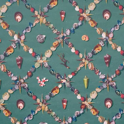 Schumacher X Charlap Hyman & Herrero / Pilar Almon Grotto Treillage Wallpaper In Teal