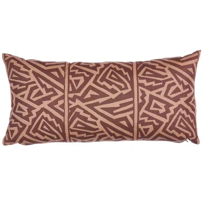 Schumacher X David Kaihoi Jagged Maze Pillow In Brown