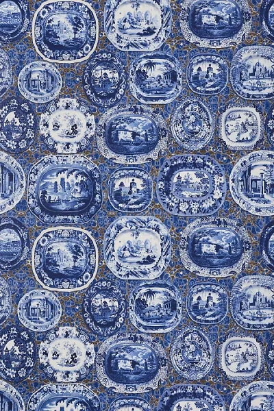 Schumacher X Johnson Hartig Plates & Platters Wallpaper In Blue