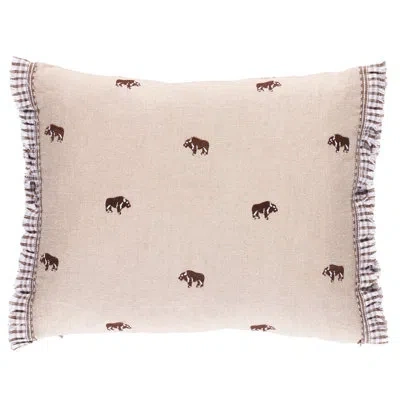 Schumacher X Marie-chantal Buffalo Embroidery Pillow In Tan