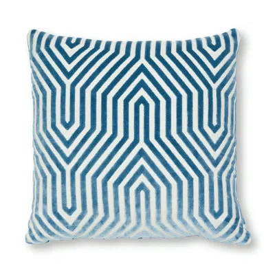 Schumacher X Mary Mcdonald Vanderbilt Velvet Pillow In Blue Geometric