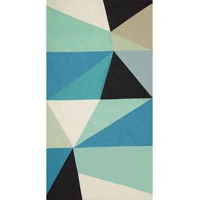 Schumacher X Miles Redd Cubist Silk Panel Fabric In Peacock