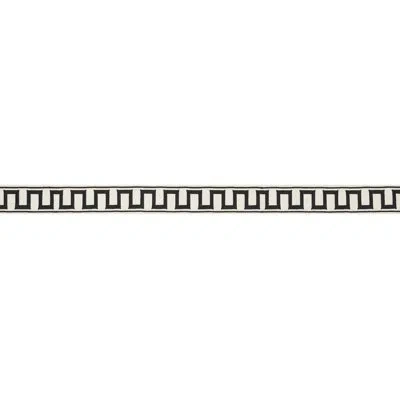 Schumacher X Miles Redd Greek Key Embroidered Tape In Black,ivory