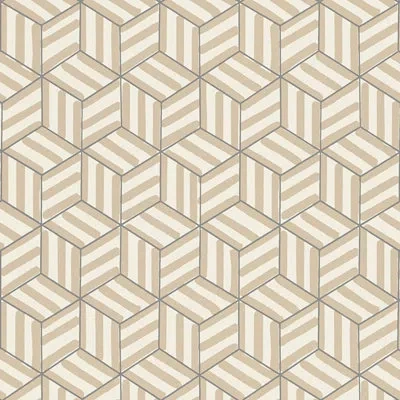 Schumacher X Miles Redd Tumbling Blocks Wallpaper In Greige