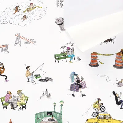 Schumacher X The New Yorker Joana Avillez's Street Scenes Wallpaper In White
