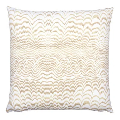 Schumacher X Trina Turk Ink Wave Print I/o Pillow In Tan