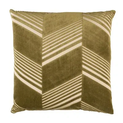 Schumacher X Victor Glemaud Chevron Cotton Blend Reversible Throw Pillow In Green