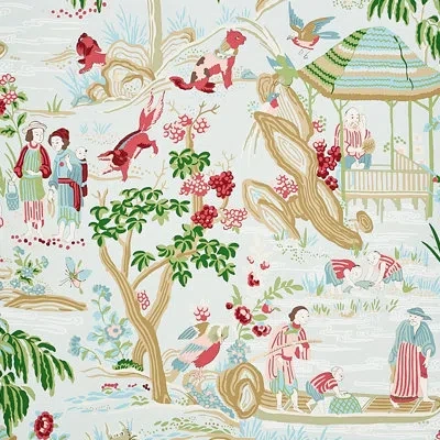 Schumacher Yangtze River Wallpaper In Aqua