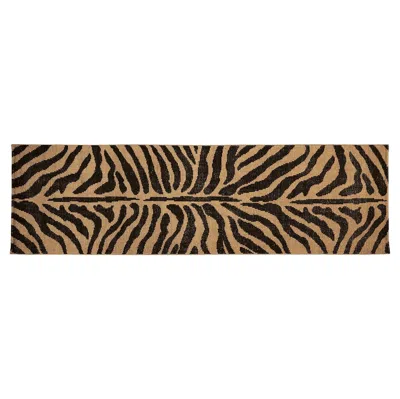 Pre-owned Schumacher Zebre 3' X 10' Hand-knotted Rug In Brown/ Black