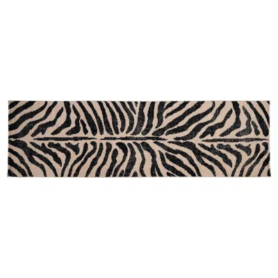 Pre-owned Schumacher Zebre 3' X 10' Hand-knotted Rug In Ivory/ Black