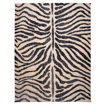 Pre-owned Schumacher Zebre 8' X 10' Hand-knotted Rug In Ivory/ Black