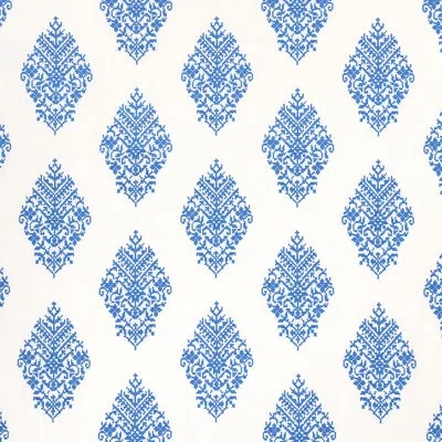 Schumacher Zinda Embroidery Fabric In Blue,ivory