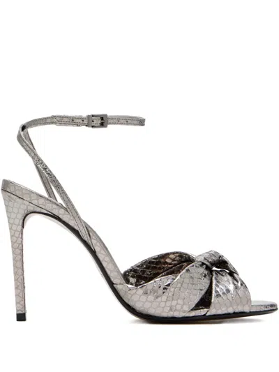 Schutz 100mm Knotted Snakeskin Pumps In Silver