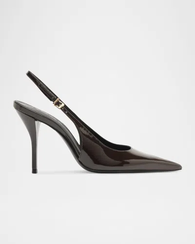 Schutz 100mm Liora Patent Leather Slingback Pumps In Brown