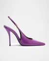Schutz 100mm Liora Patent Leather Slingback Pumps In Purple