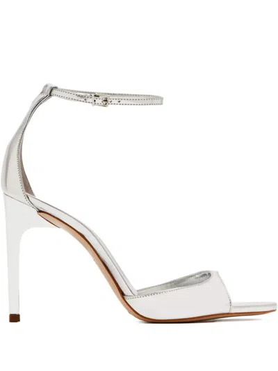 Schutz 100mm Scarlett Ankle-strap Stiletto Sandals In Silver