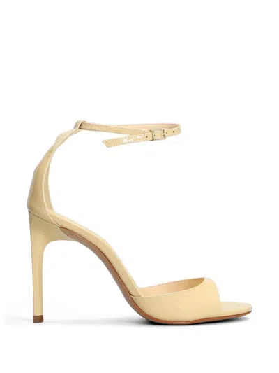 Schutz 100mm Scarlett Patent-finish Heeled Sandals In Neutral