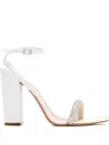 Schutz 105mm Eve Crystal-embellished Block-heel Sandals In White