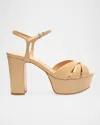 Schutz 105mm Keefa Leather Platform Sandals In Multi