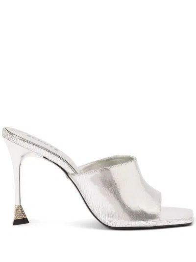 Schutz 108mm Nattie Mules In Silver