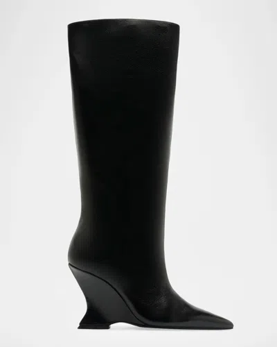 Schutz 110mm Siena Leather Knee-high Boots In Black